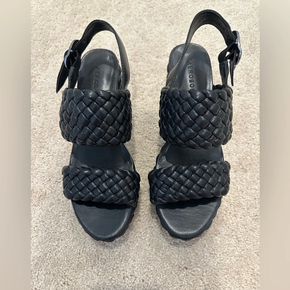 Aerosoles Camera Women's Heels Black Quilted Leather Size 7.5